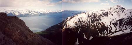 Pohled z Mt. Marathon na Kenai Fjords